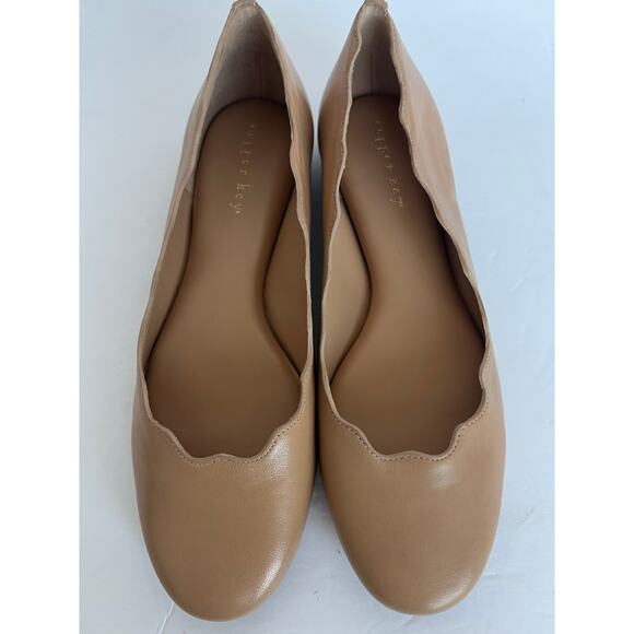 Copper Key Lovely Leather Beige Tan Scalloped Edge Ballet Flat Comfort Shoes 8 - Picture 3 of 8